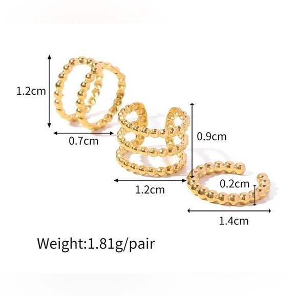 18k Gold Plated *Beads Set* Cuff Earrings - Picture 6 of 9